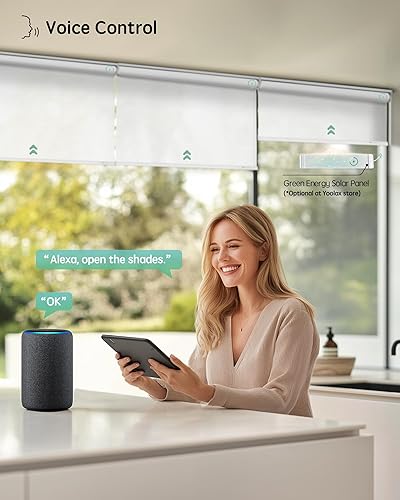 Miniatura 75 de Yoolax Persianas motorizadas con control remoto, persianas inteligentes opacas para ventanas, persianas enrollables motorizadas, persianas Tela