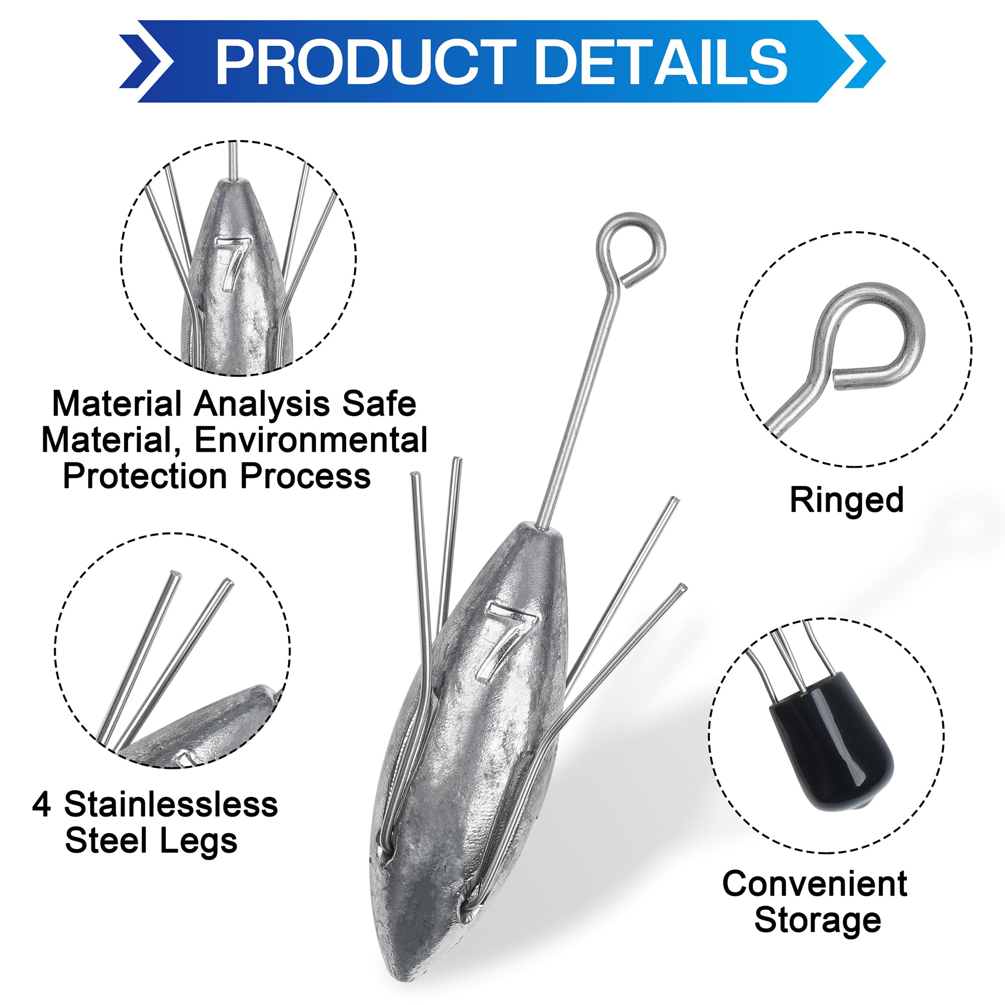 Sputnik Sinker Weights,2pcs or 5pcs Surf Fishing Long Tail Lead Weights Casting Sinker 3OZ-7OZ Spider Weight Catfish Beach for Saltwater Fishing Sand Ocean Sea (6oz - 5pcs)