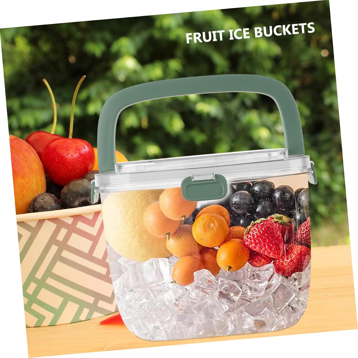 SOLUSTRE Multipurpose Ice Storage Bucket Portable Ice Cube Bin Lid Party Buckets for Home Bar Cafe