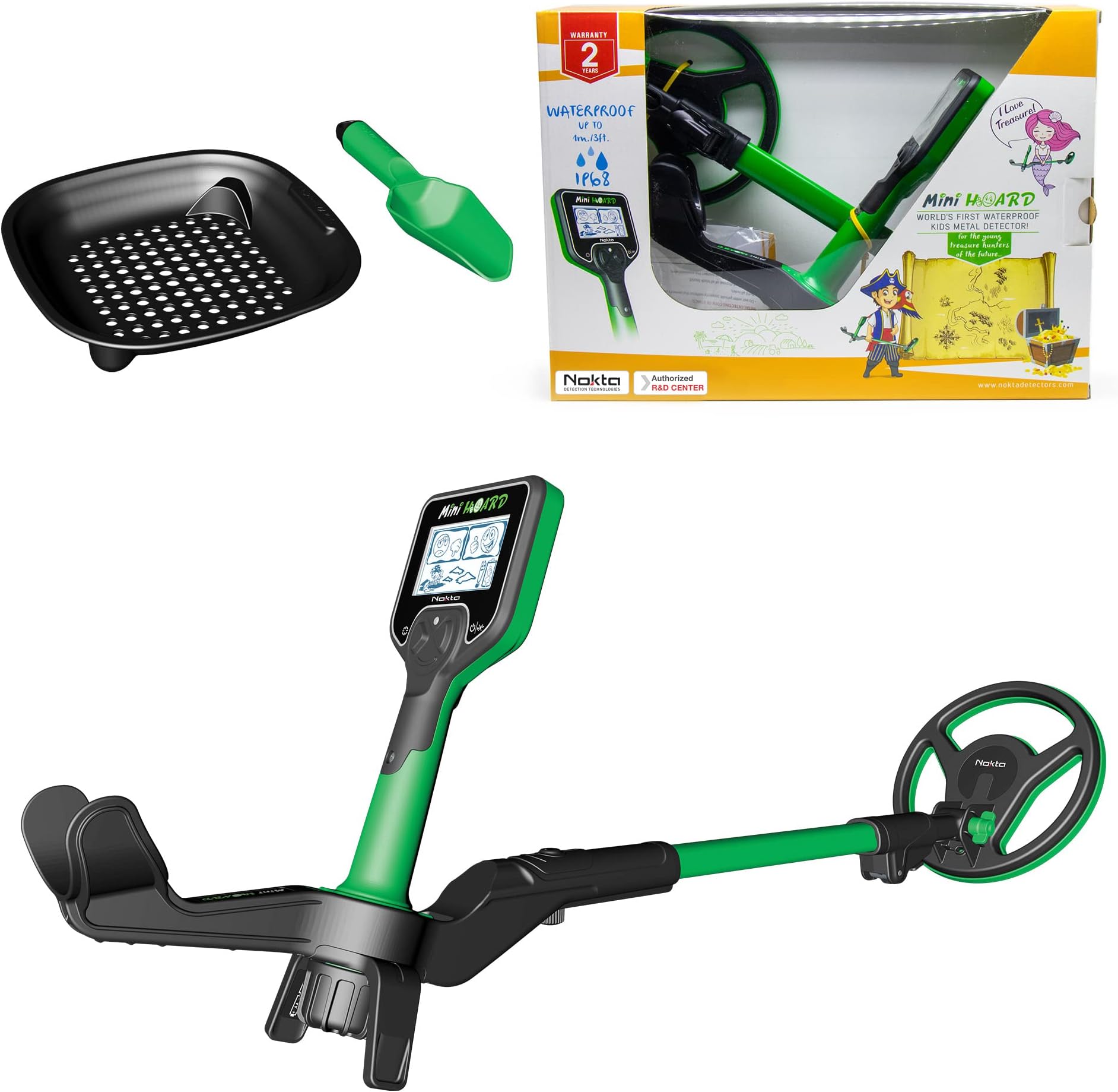 NOKTA DETECTION TECHNOLOGIES Metal for Kids – Mini Hoard Cool Kit Waterproof Metal with Accessories - Includes Sand Scoop and Sifter - Lightweight and Easy to Use