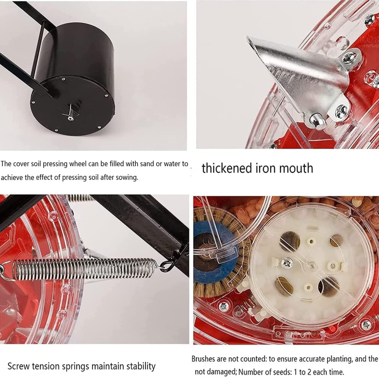 Garden Seeder, Precision Push Seeder, Adjustable Pitch Manual Seeder, Lawn and Garden Compost Spreader, for Plants Corn, Bean, Vegetables,8Holes