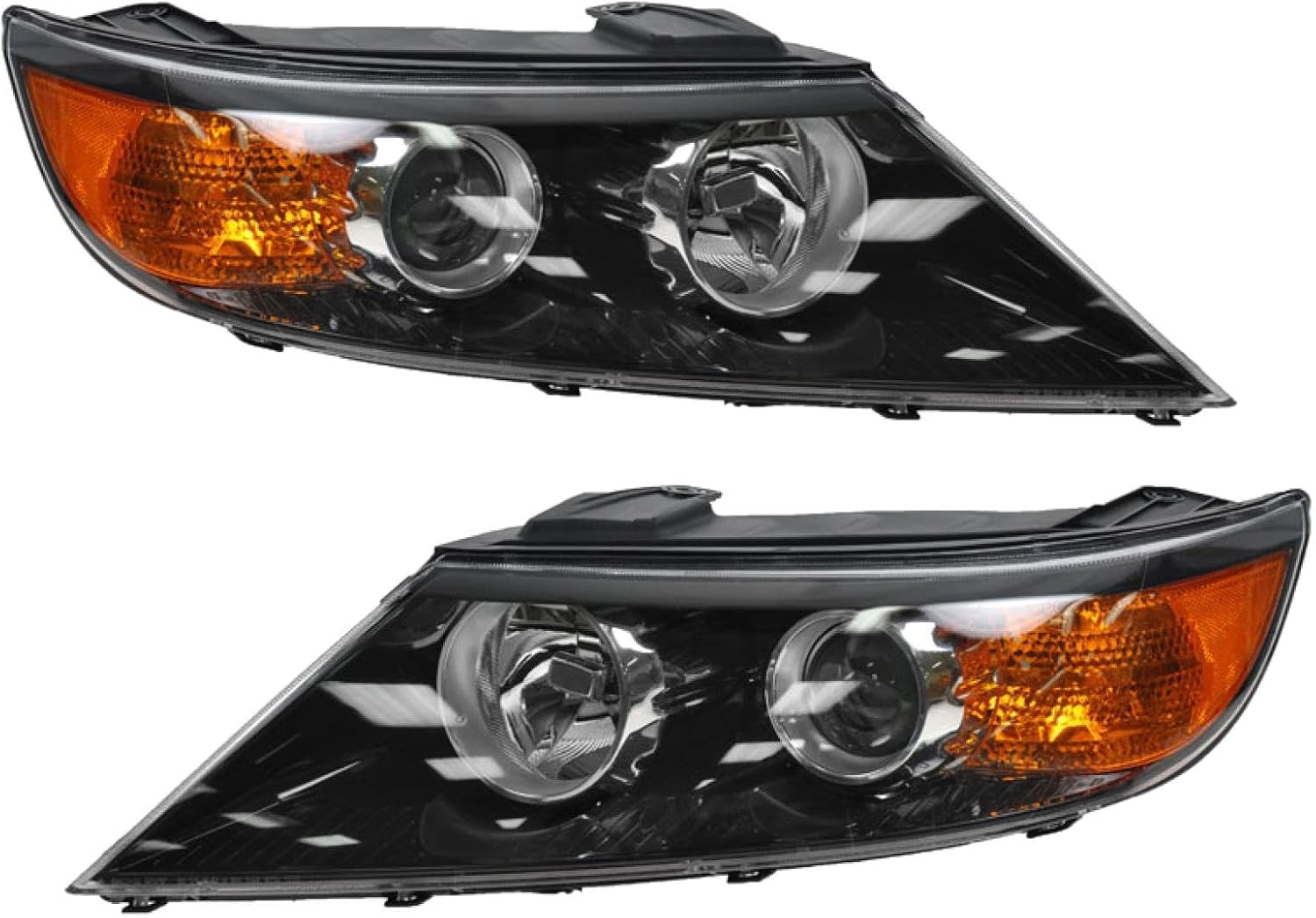 TRQ Driver and Passenger Side Headlight Assembly Set Compatible with 2011–2013 Kia Sorento