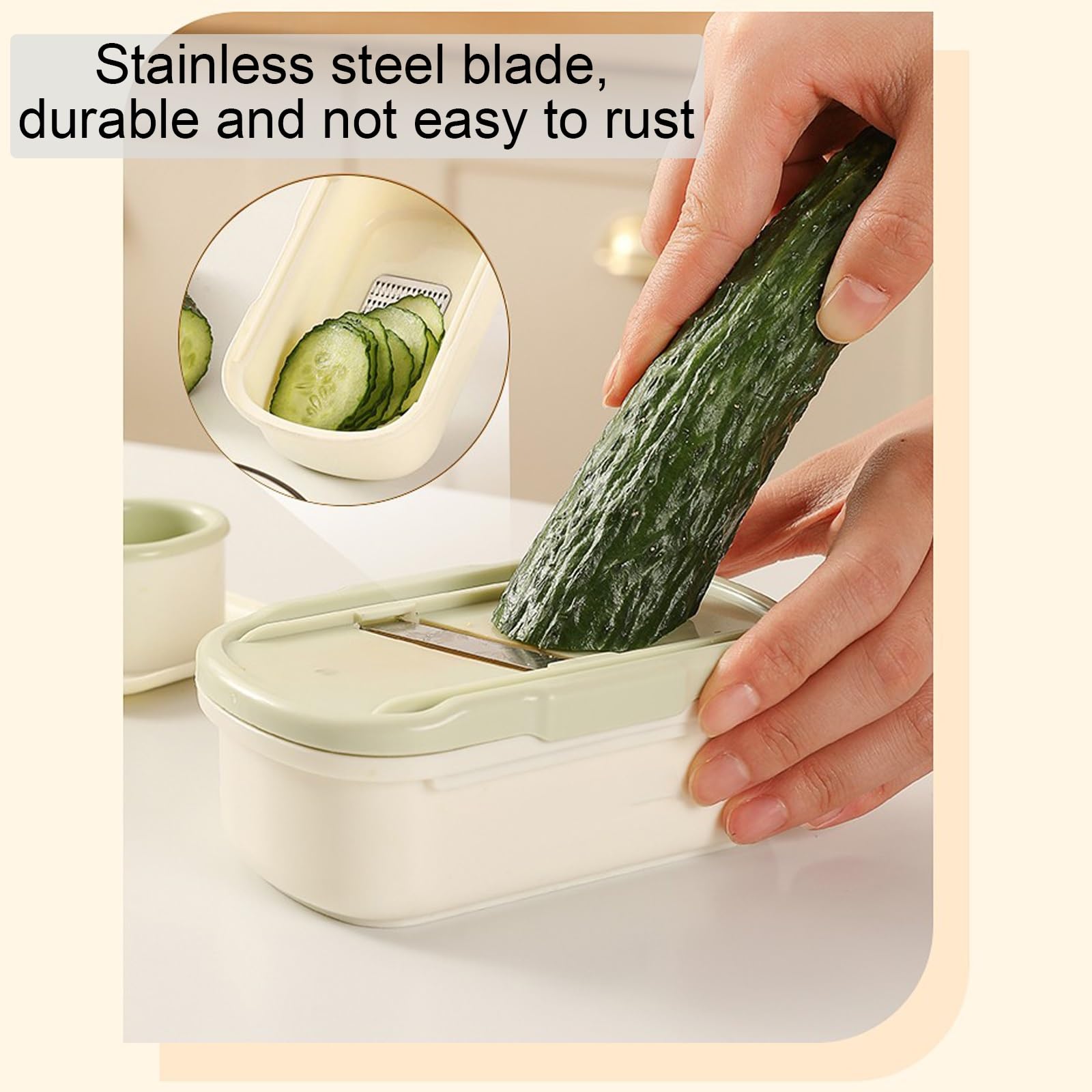Multifunctional Manual Grater, Garlic Grinder with Vegetable Slicer, Suitable for Kitchen Ginger and Garlic Grinding(Green)