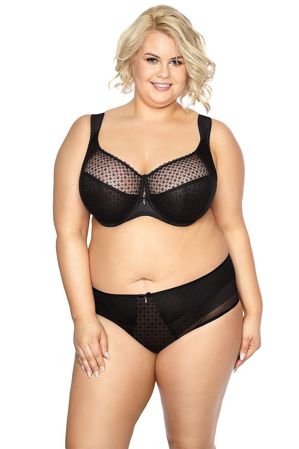 Gaia Reggiseno Non Imbottito Classico con Ricami 874M Samira Maxi, Nero,9F