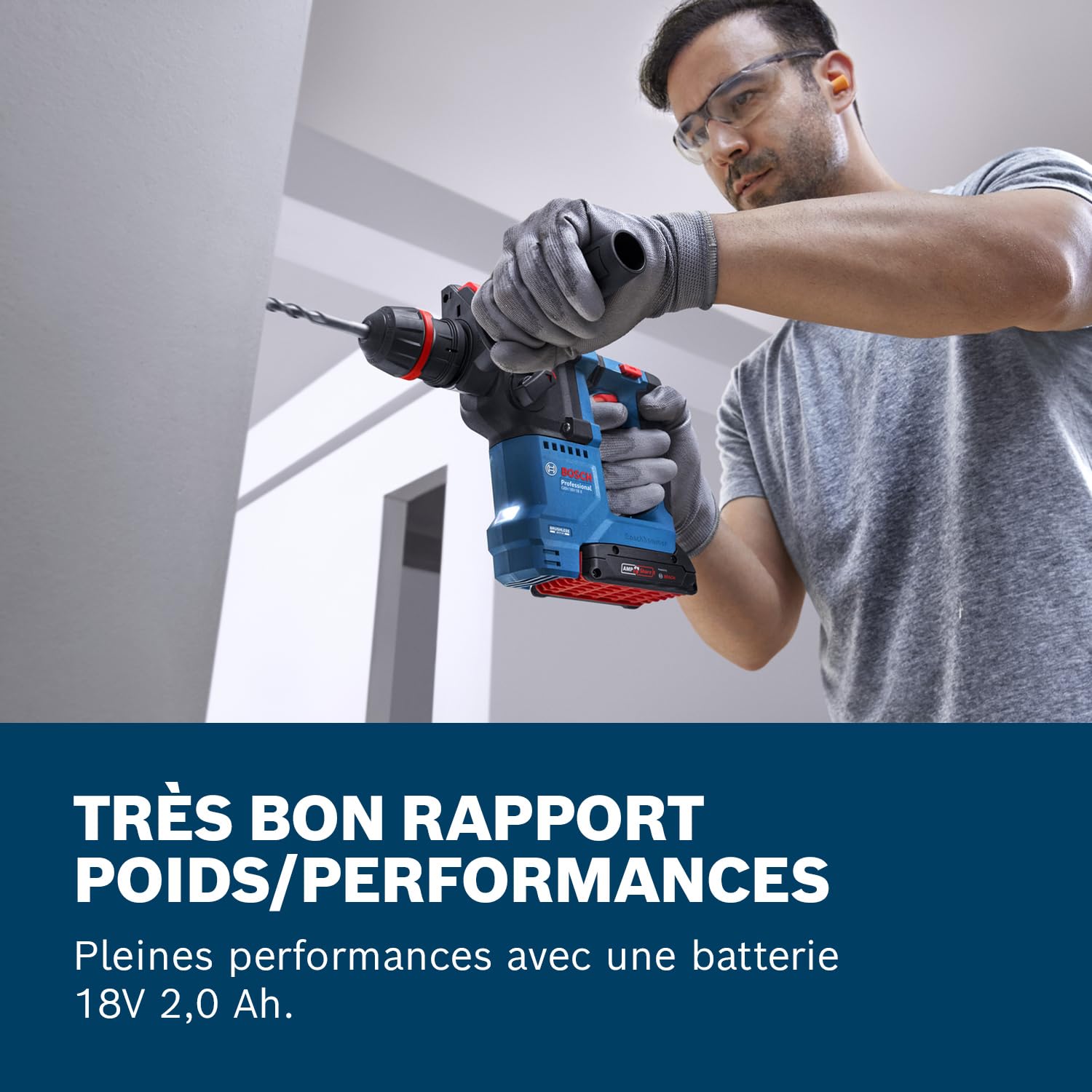 Bosch Professional 18V System perforateur sans-fil GBH 18V-18 X (mandrin ONECHUCK, 2 batteries 18V 2,0Ah, GAL 18V-40, GDE 24)