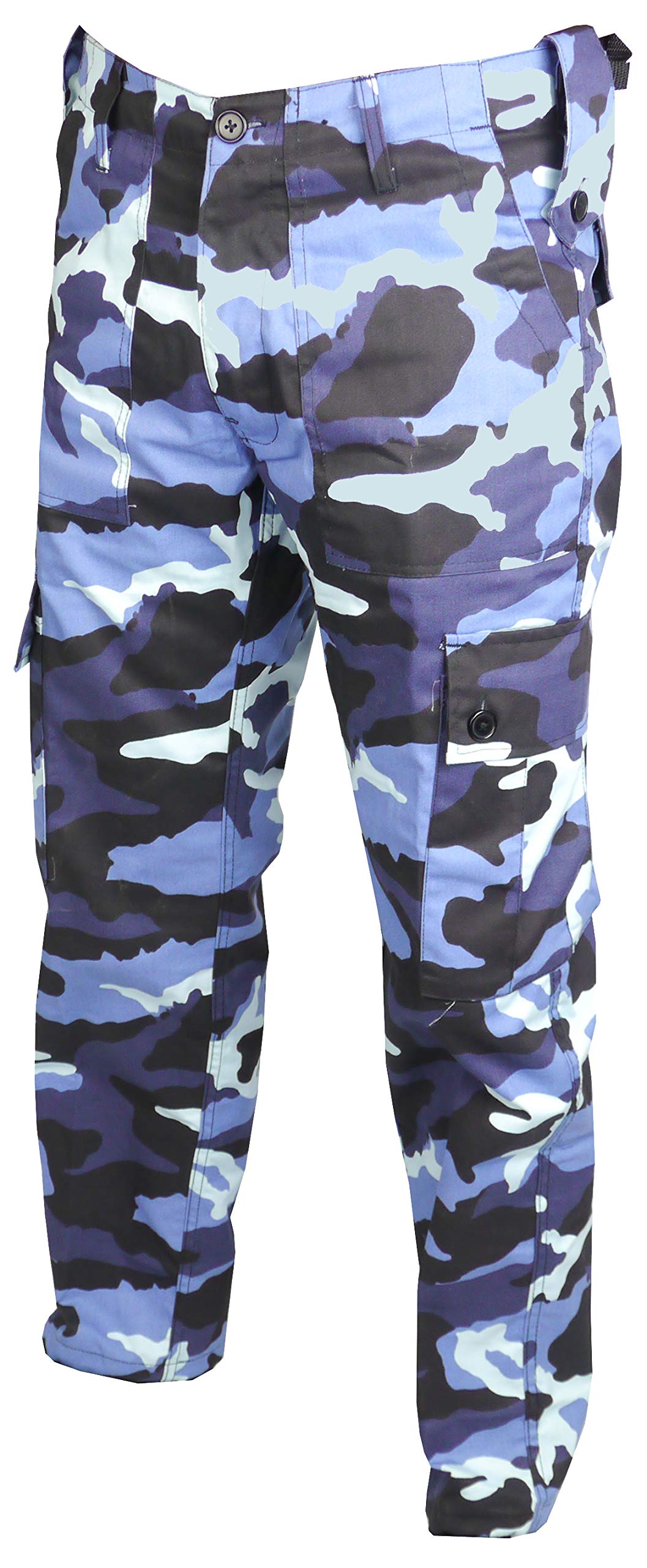 Savage Island Men's Combat Cargo Military Trousers, Blue Camo, 34W / 34L