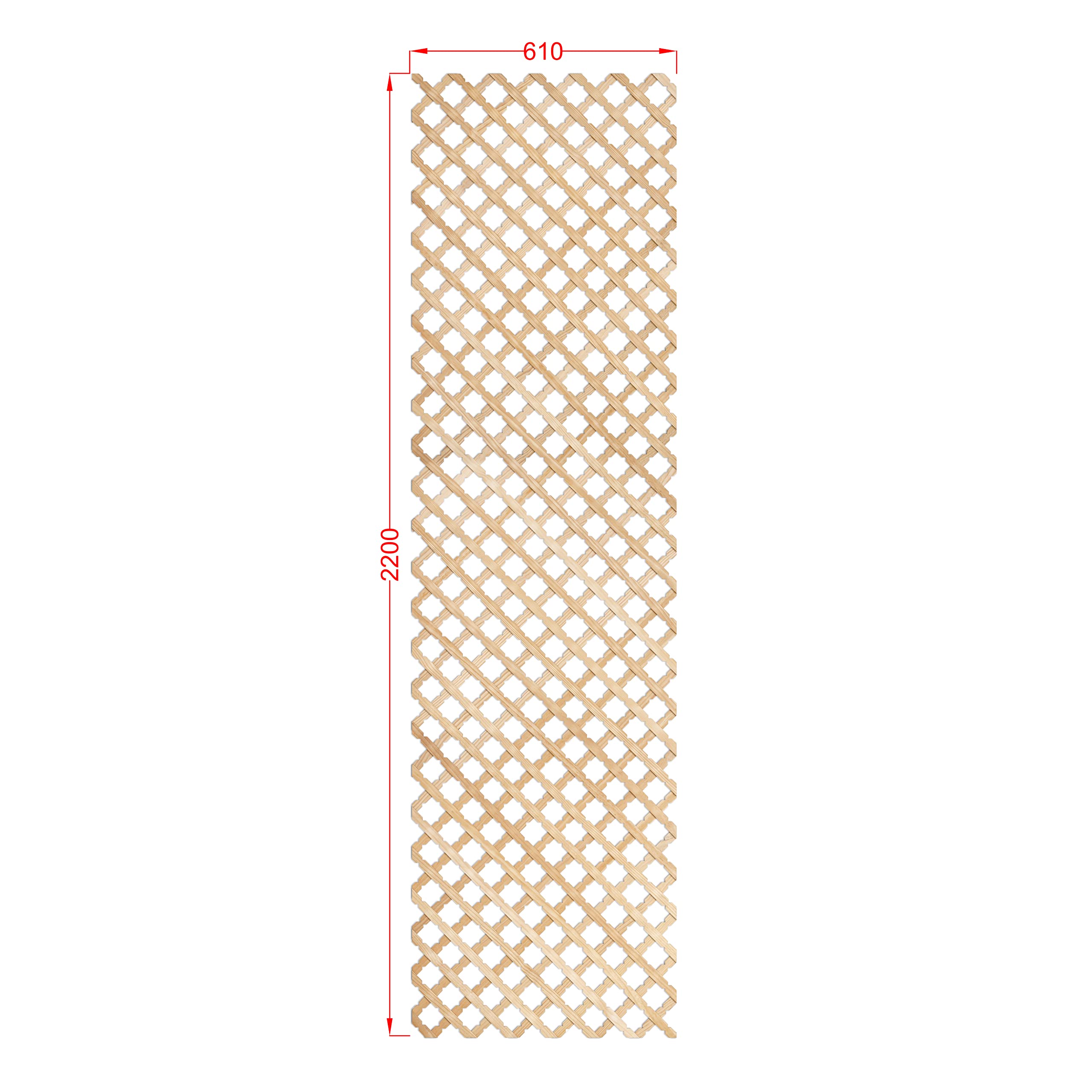 Celosía Madera de Pino, para Decoración De Terrazas, Jardines y Exteriores, 220 x 61 cm, Estrellas (Pack de 5 unidades)