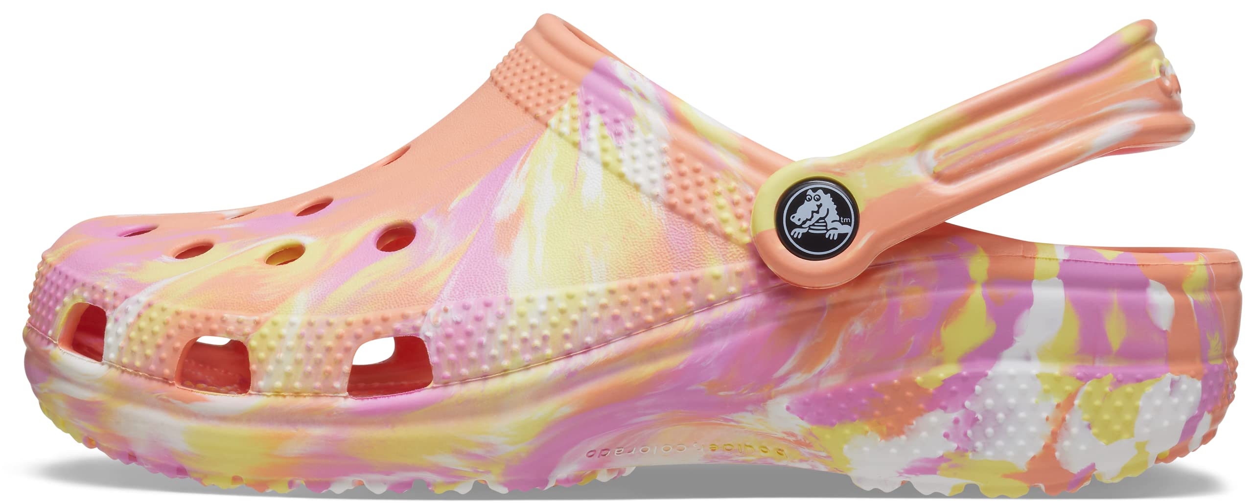 Crocs Unisex-Adult Classic Marbled Tie Dye Clog, Papaya/Multi, 6 Men/8 Women