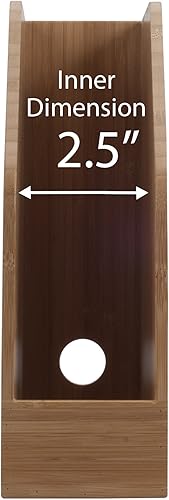 Miniatura 3 de Soporte vertical de bambú para carpetas de archivos y organizador de productos de oficina, almacenar archivos, revistas, blocs de notas, libros y