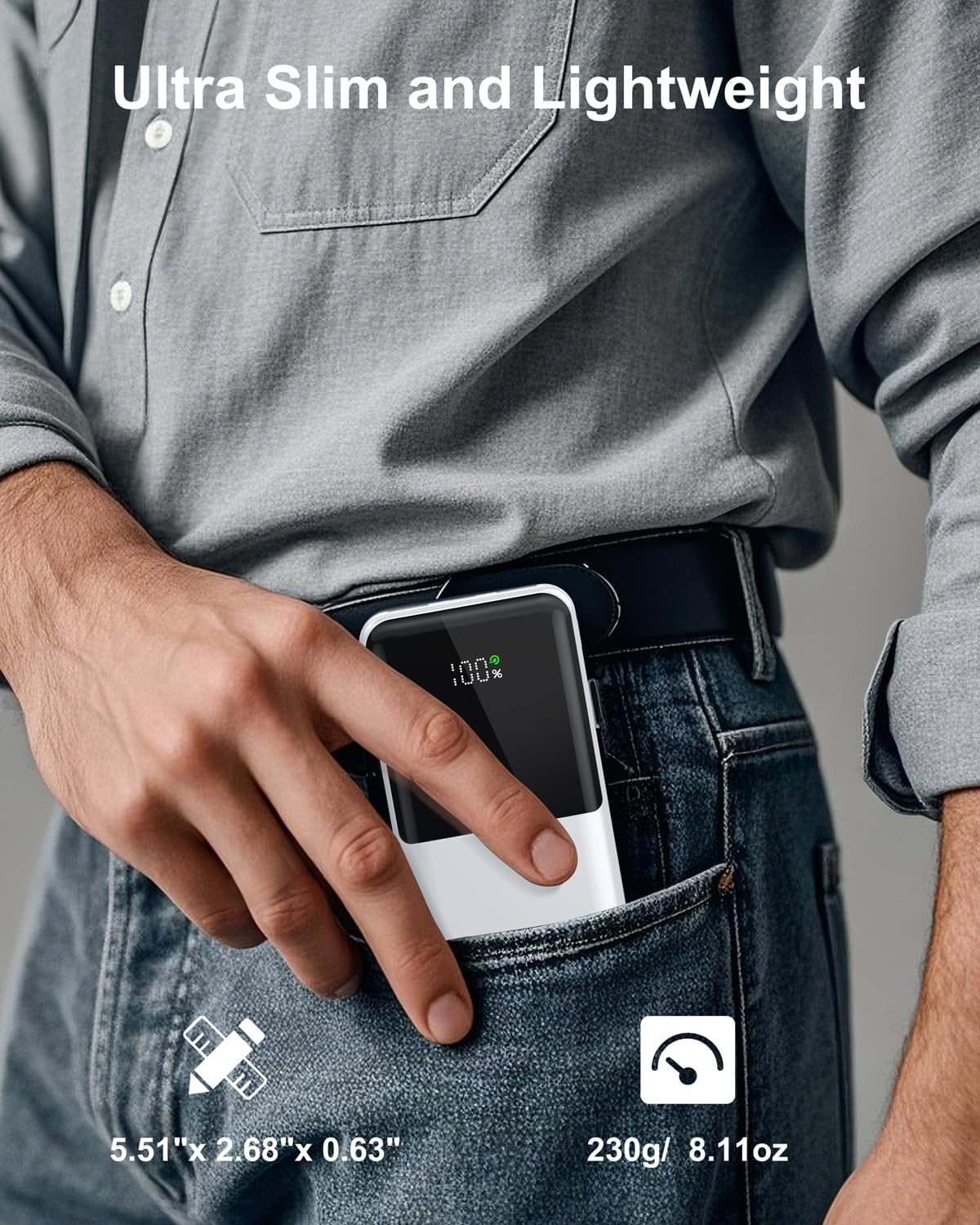 Portable Charger,Slim 10000mAh Power Bank,22.5W USB-C Fast Charging Battery Pack Compatible with iPhone 17/16/15/14/13/12 Pro Samsung Galaxy, iPad, AirPods, Android Tablets (White) - Image 3