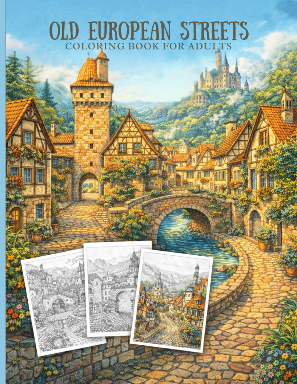 Old European Streets Coloring Book for Adults: Historic Old Towns, Stone Streets, and Timeless Architecture for Relaxation and Mindfulness