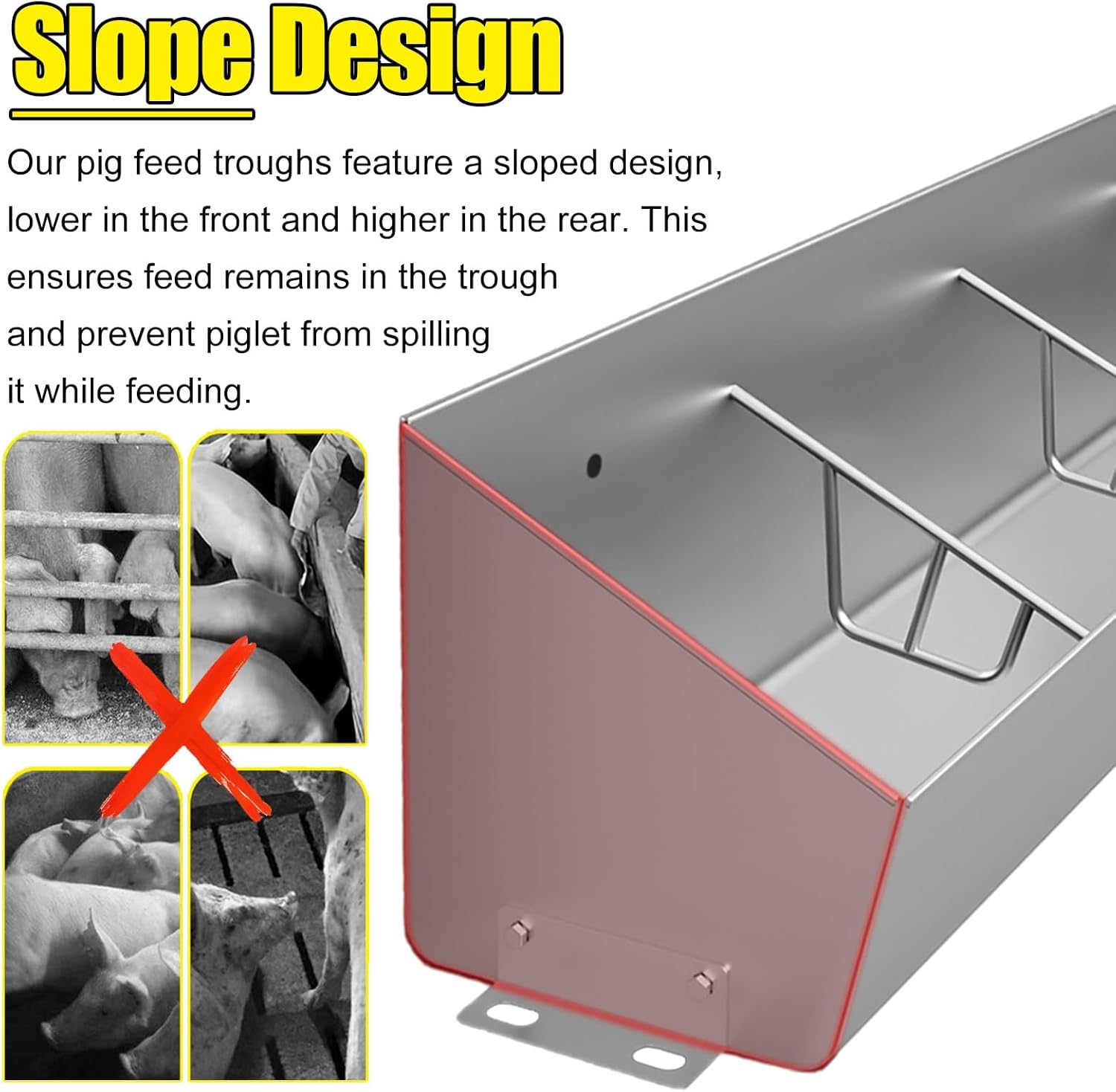 SRNSAEB Heavy Duty Pig Feeders Outside/Interior, 3' 4' 6' Long Hog Trough for Feed Hold 5 8 10 Pigs, Animals Livestock Feeding Troughs for Swine Farms/Chicken Coop(1m/3.3ft 5bit)
