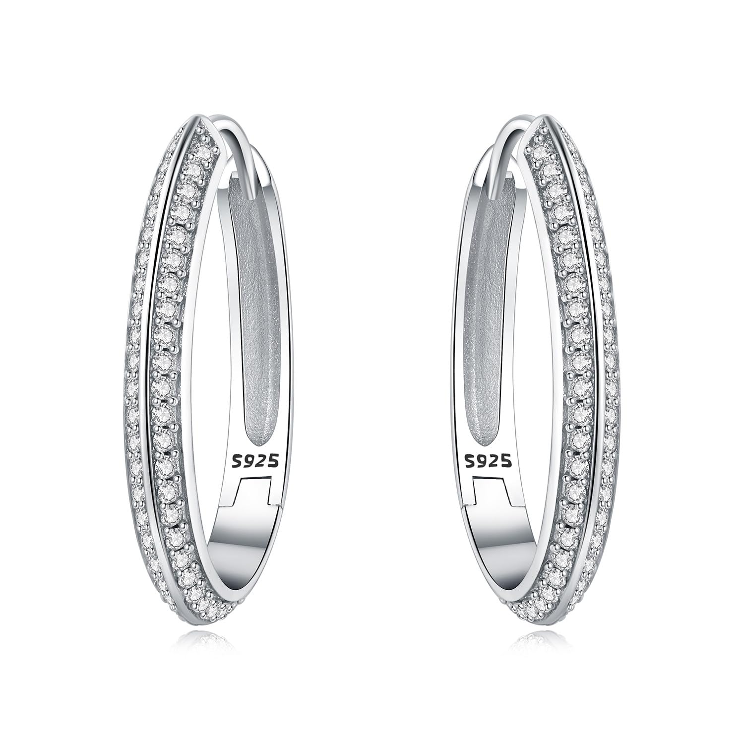 Pendientes de aro de plata de ley 925 para mujer, hipoalergénicos, estilo huggie — view 31