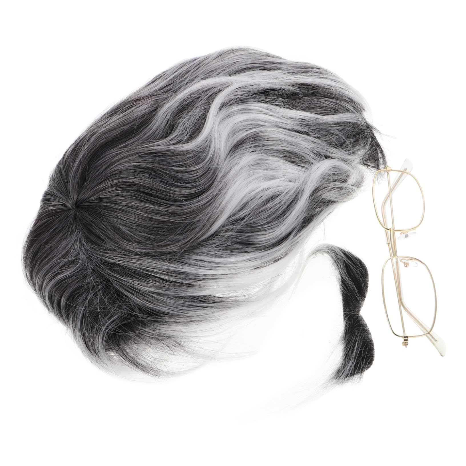 BESTYASH Realistic Old Man Cosplay Set Grandpa Costume for Teens Adults Complete Kit with Wig Beard Glasses Ideal for Halloween Stage Parties