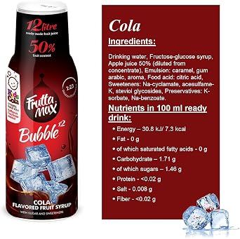 FruttaMax Cola Syrup | Less Sugar | 50% Real Fruit Concentrate | Suitable for soda Machine 500ml