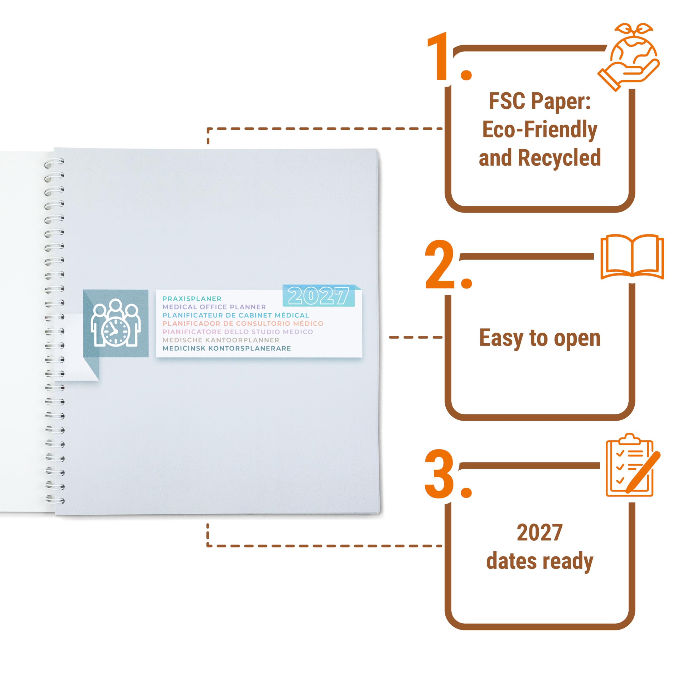 1 x Praxisplaner 2027 Praxisbuch im 15 Minuten Takt, 2 Spalten/Tag Arztpraxis Praxis Terminplaner als extra großer Praxis Kalender 33x30cm (2027)