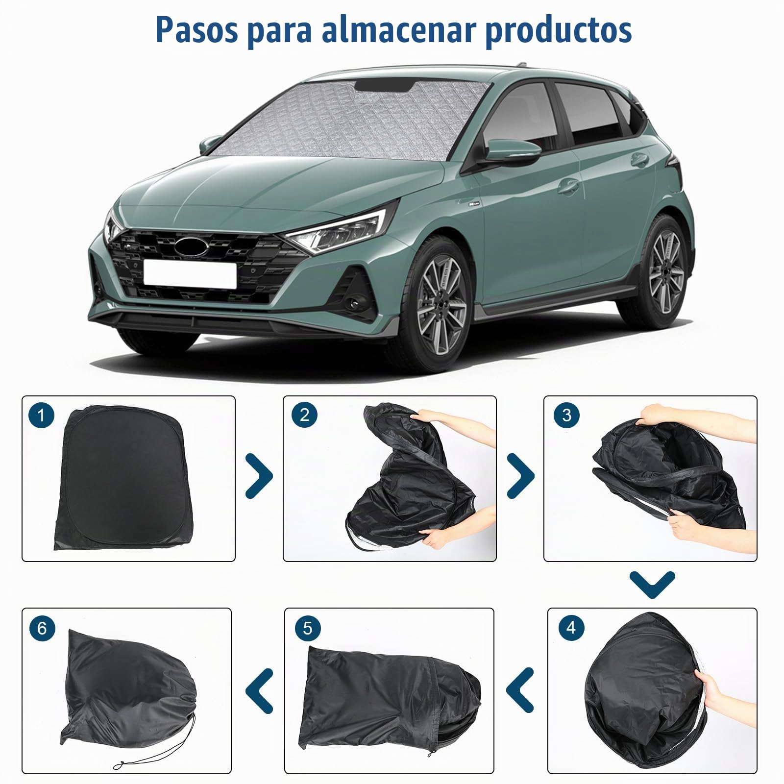Parasol de Ventana Delantera de Coche Repuesto para Hyundai i20 2020-2024, Parasol para Parabrisas de Coche en el Interior Plegable, Protección UV Reflectante contra el Polvo