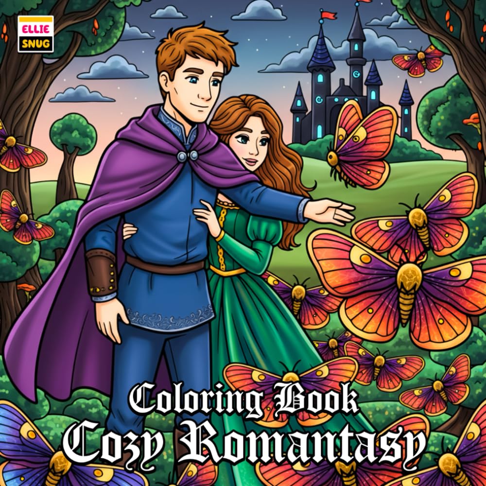 Cozy Romantasy Coloring Book: Gentle Fantasy Romance Scenes with Cozy Spaces, Magical Details, and Soft Storytelling