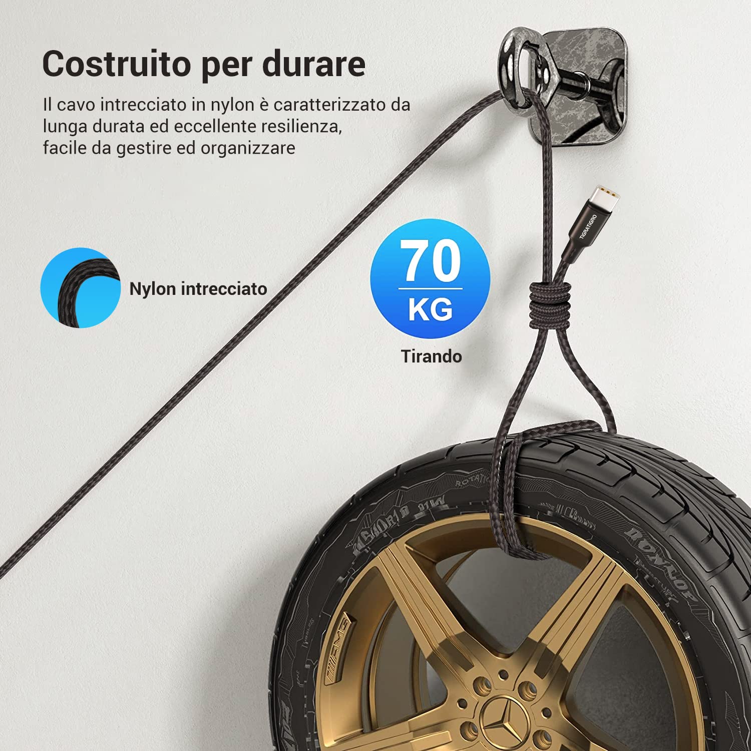 tigratigro Cavo USB C, [2M] Cavo USB Type C QC 2.0 Nylon Ricarica Rapida per iPhone 16/15,iPad Pro Air,Samsung,Redmi,Huawei,Xiaomi,Google,Pixel, PS5, Drone, ecc