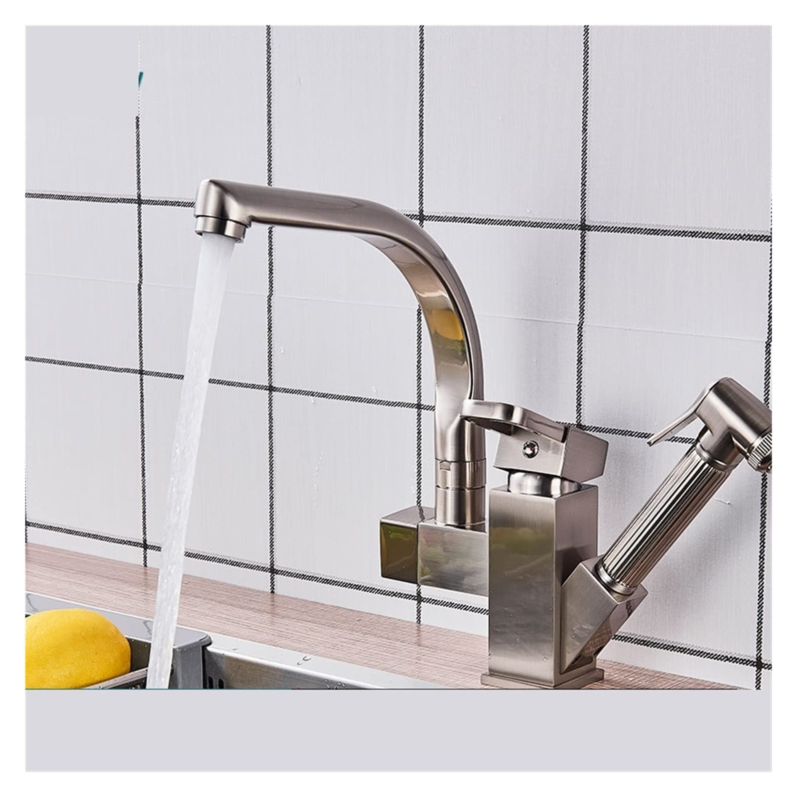 Robinet cuisine noir rotatif 360 avec douchette extractible pour evier bidet