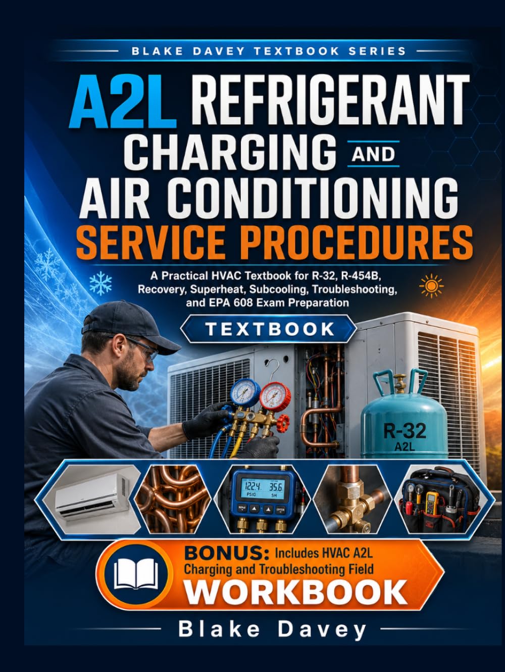 A2L REFRIGERANT CHARGING AND AIR CONDITIONING SERVICE PROCEDURES: A Practical HVAC Textbook for R-32, R-454B, Recovery, Superheat, Subcooling, Troubleshooting, and EPA 608 Exam Preparation