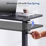 FLEXISPOT Medical Adjustable Overbed Bedside Table with Wheels Pneumatic Mobile Standing Desk Laptop Desk Rolling Computer Cart Movable Overbed Table Hospital Home Use(31.5" W x 17.7" D, Black Large)