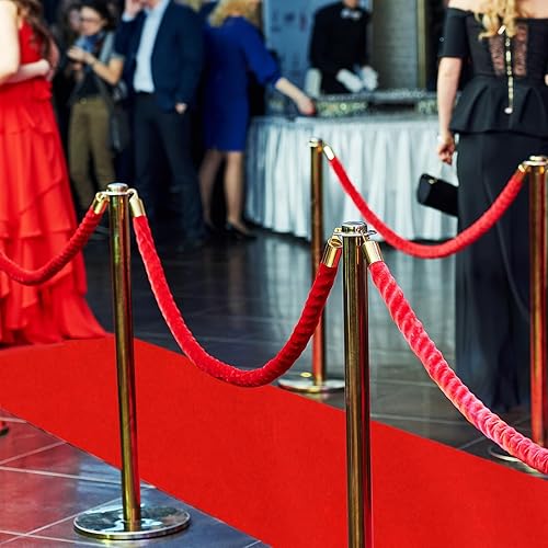 Miniatura 6 de Preboun Alfombra roja de 2.6 x 30 pies para fiesta, alfombra de pasillo de 120 GSM con cinta de fieltro para Halloween, Navidad, Acción de Gracias,