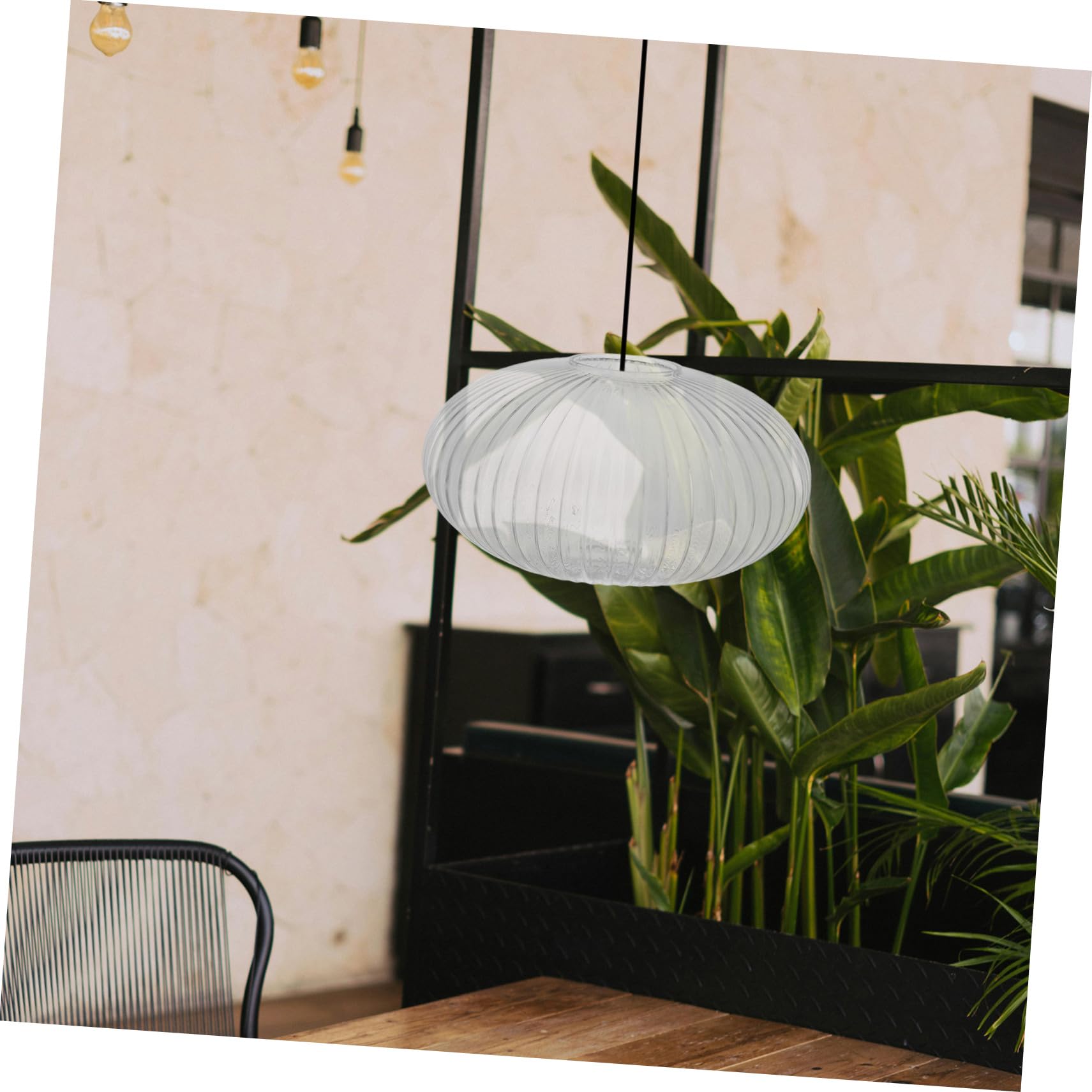 Cabilock Paralume in Vetro Rotondo Trasparente a Strisce Design Minimalista e Compatibilità Versatile per Lampadario e Lampada da Tavolo per Illuminazione Ambiente