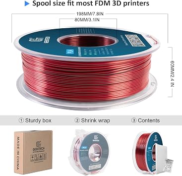 Geeetech Silk Dual-Color PLA Black Red Filament 1.75mm for Bambu AMS