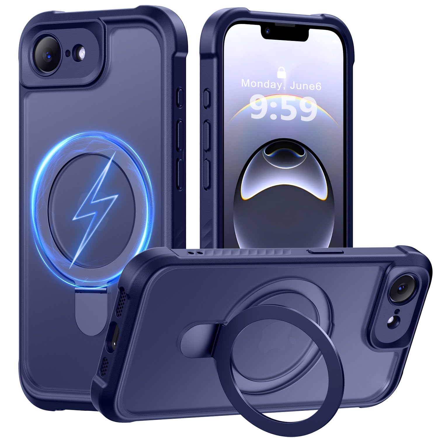 MOCCA Magnetic for iPhone 17e Case with Stand,Deep Blue