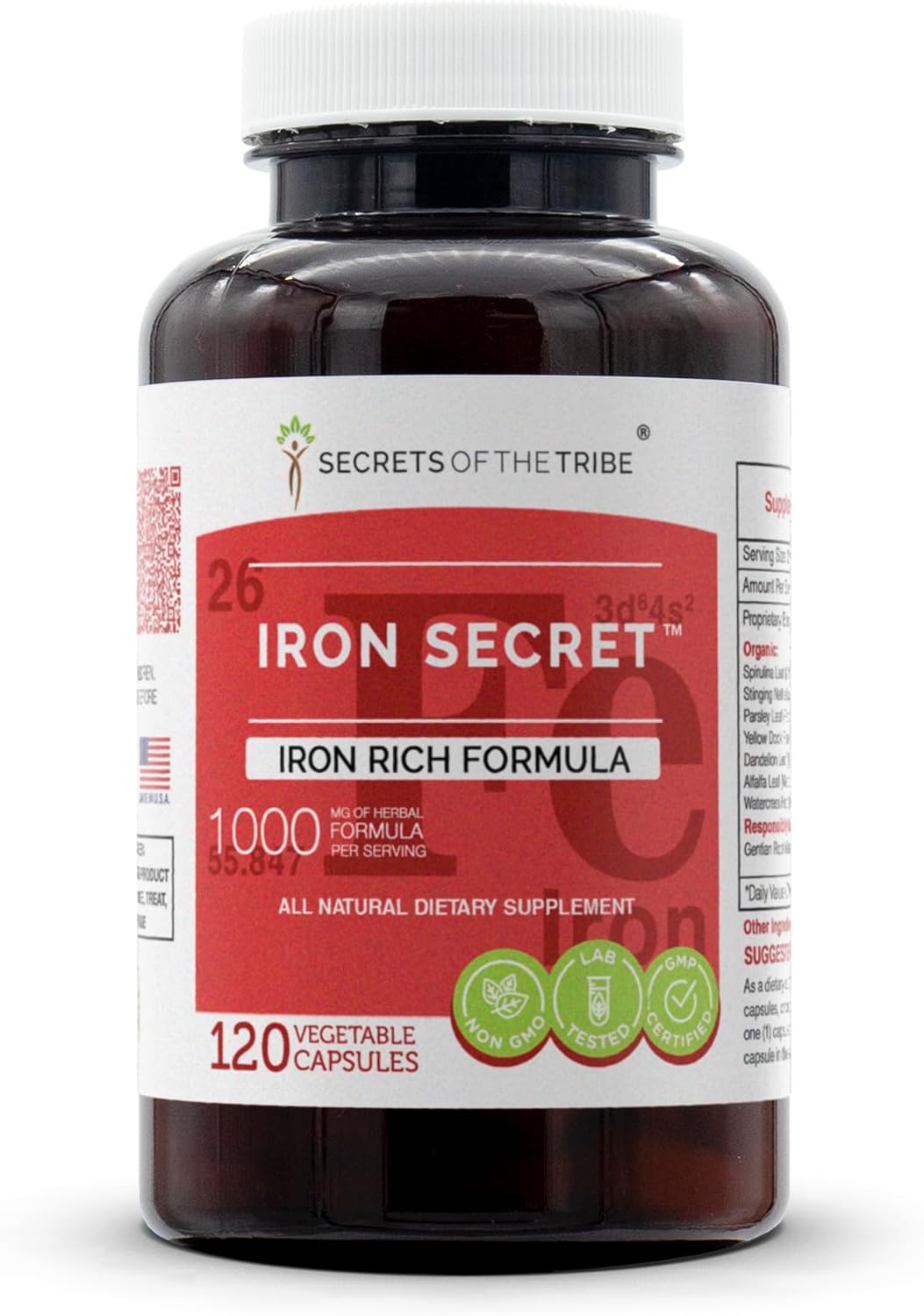 Secrets Of The Tribe - Iron Secret, Herbal Supplement Blend, Iron Rich Formula (120 Capsules)