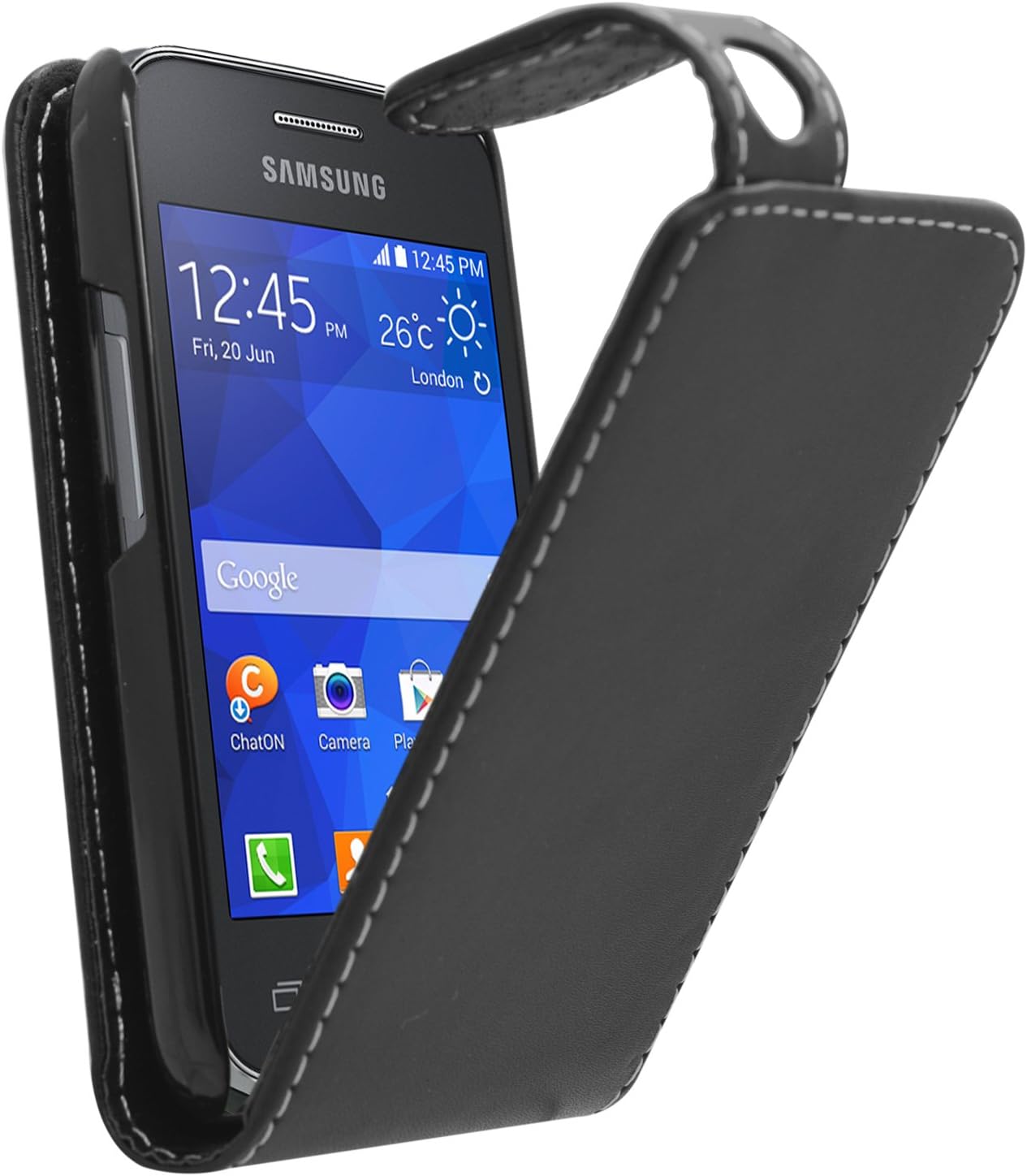 Samrick Specially Designed Leather Flip Case for Samsung Galaxy Young 2 - Black