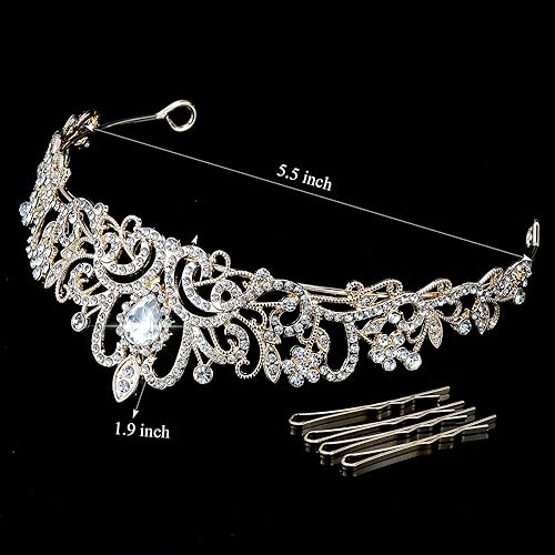 Miniatura 6 de CIEHER Tiara dorada para mujeres y niñas, tiaras de princesa para mujeres, tiaras para niñas, nupciales, bodas, bailes, quinceañera, corona de