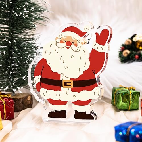 Miniatura 7 de Decoración de mesa de Navidad, decoración de Papá Noel, decoración de invierno para oficina, placa acrílica para escritorio, oficina, trabajo,