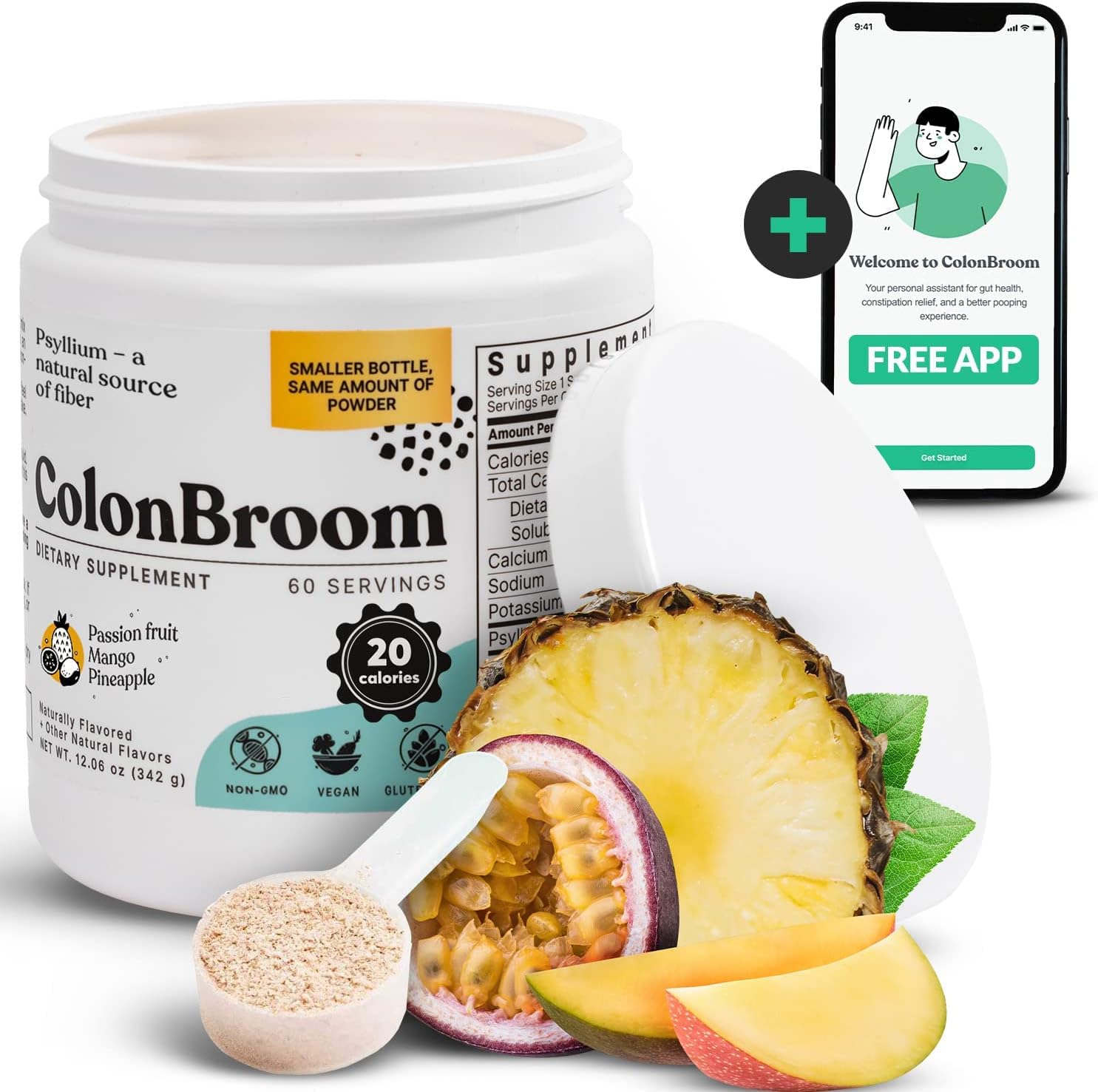 ColonBroom Psyllium Husk Powder Colon Cleanser (Tropical