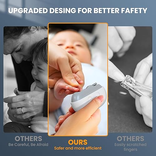 Miniatura 5 de Cortaúñas eléctrico recortadora automática de uñas 3 en 1, pulidora y almacenamiento de clips con luz LED, recargable por USB y 2 velocidades con