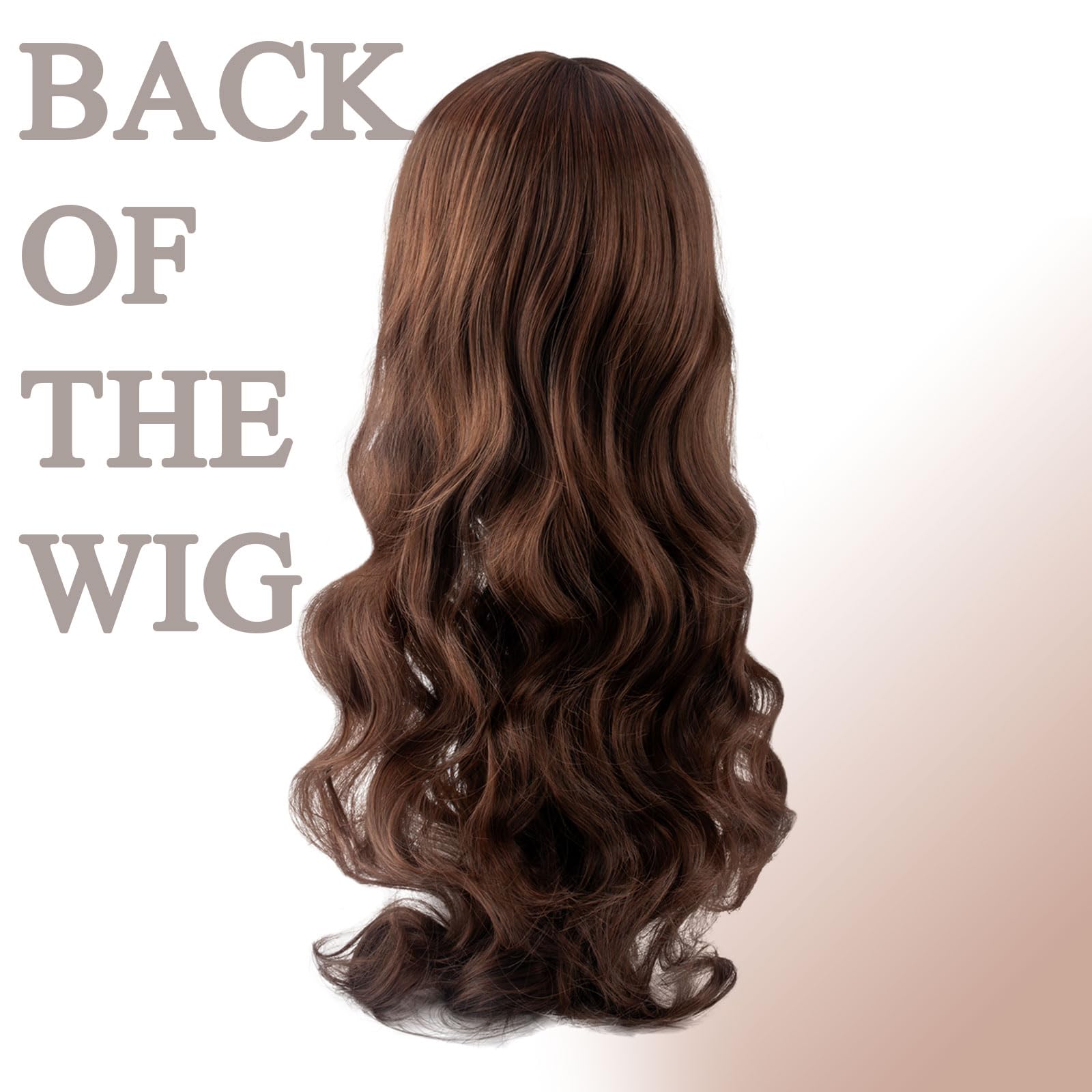 SSKHE 27.5 Inch/70 cm Long Curly Brown Wig for Women Bangs Ladies Wigs, Synthetic Wig for Cospaly Party, and Daily - Image 3