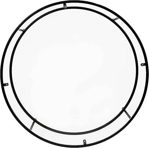 Miniatura 6 de EMMA + OLIVER Mesa de centro de cristal transparente para sala de estar con marco redondo de metal negro mate