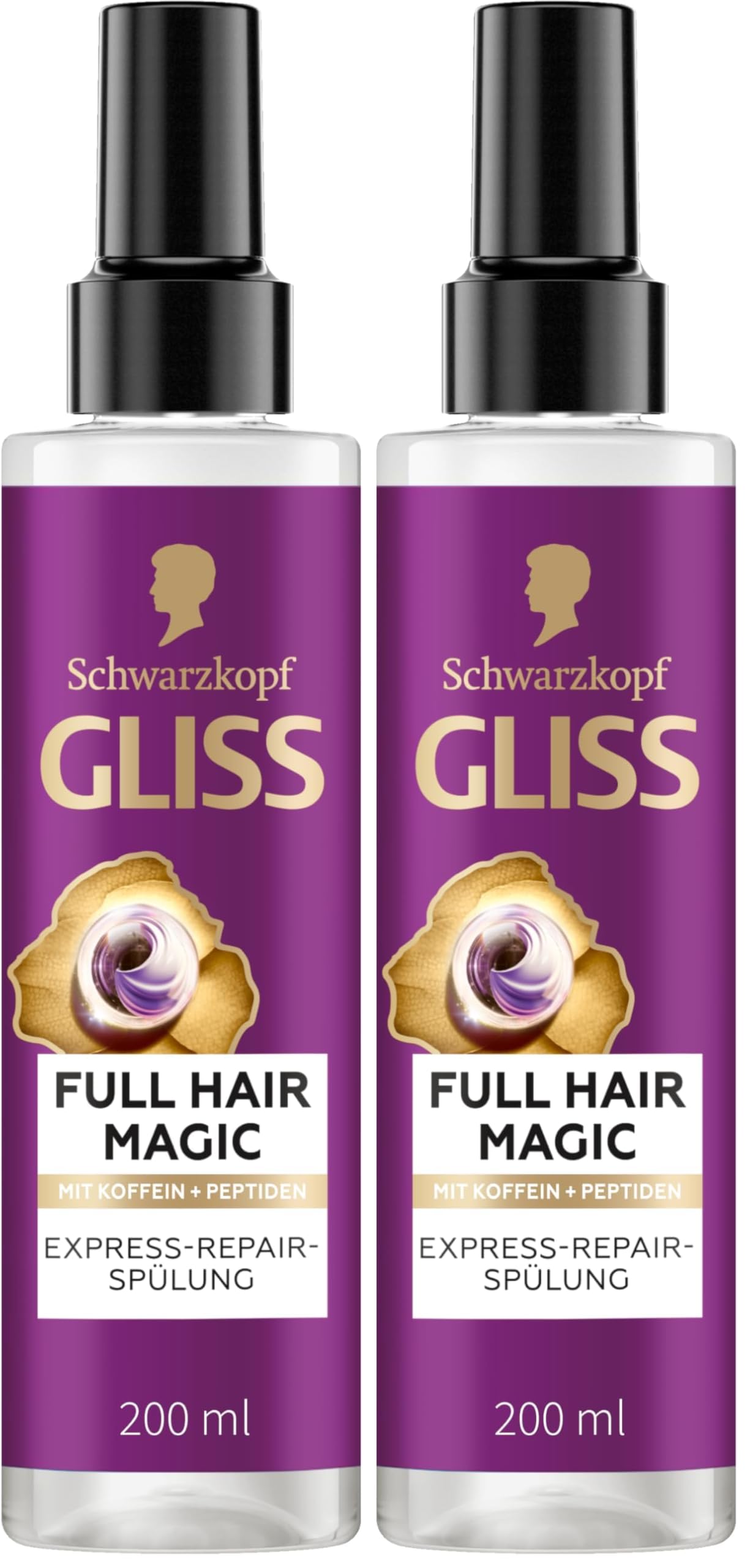 Gliss Express-Repair-Spülung Full Hair Magic (200 ml), Haarspülung sorgt für sofortige Kämmbarkeit, Fülle und Schutz vor Haarbruch, Pflegespülung mit Hitzeschutz bis zu 230 °C (Packung mit 2)