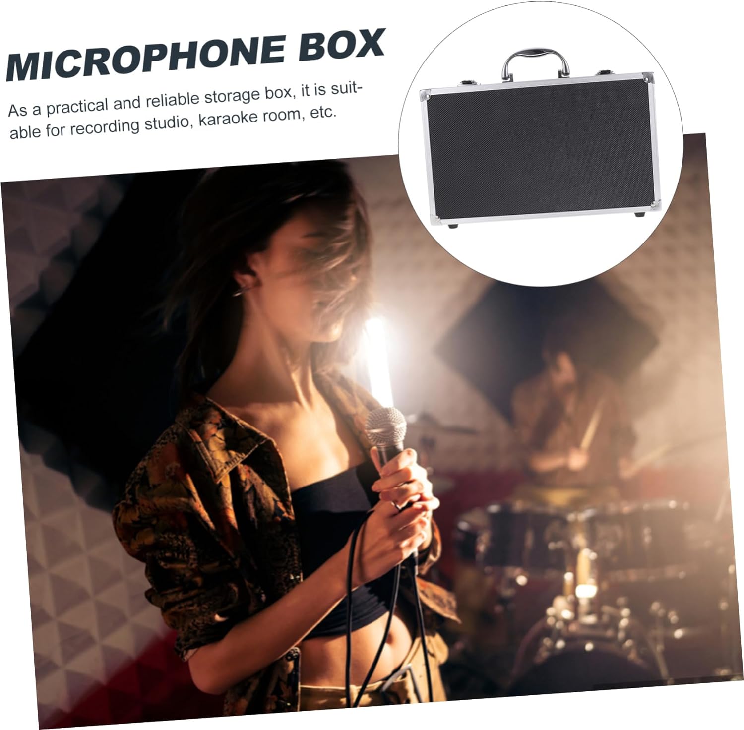 Convenient Protective Microphone Storage Case for Wireless Mics Durable Organizer Box Handle for Ktv and Events