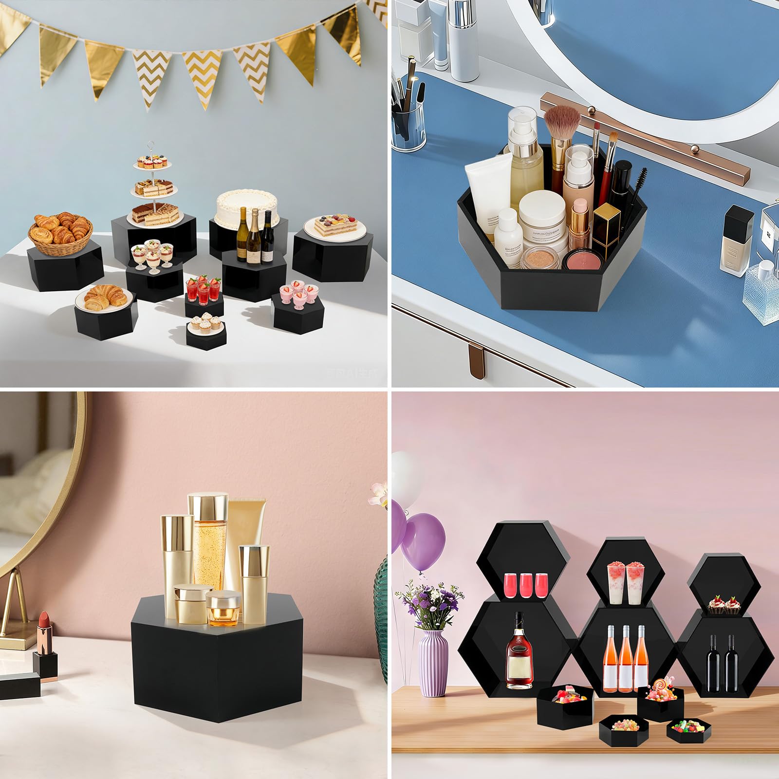 Lot de 10 présentoirs à dessert empilables pour buffet de 2,5 cm à 14 cm