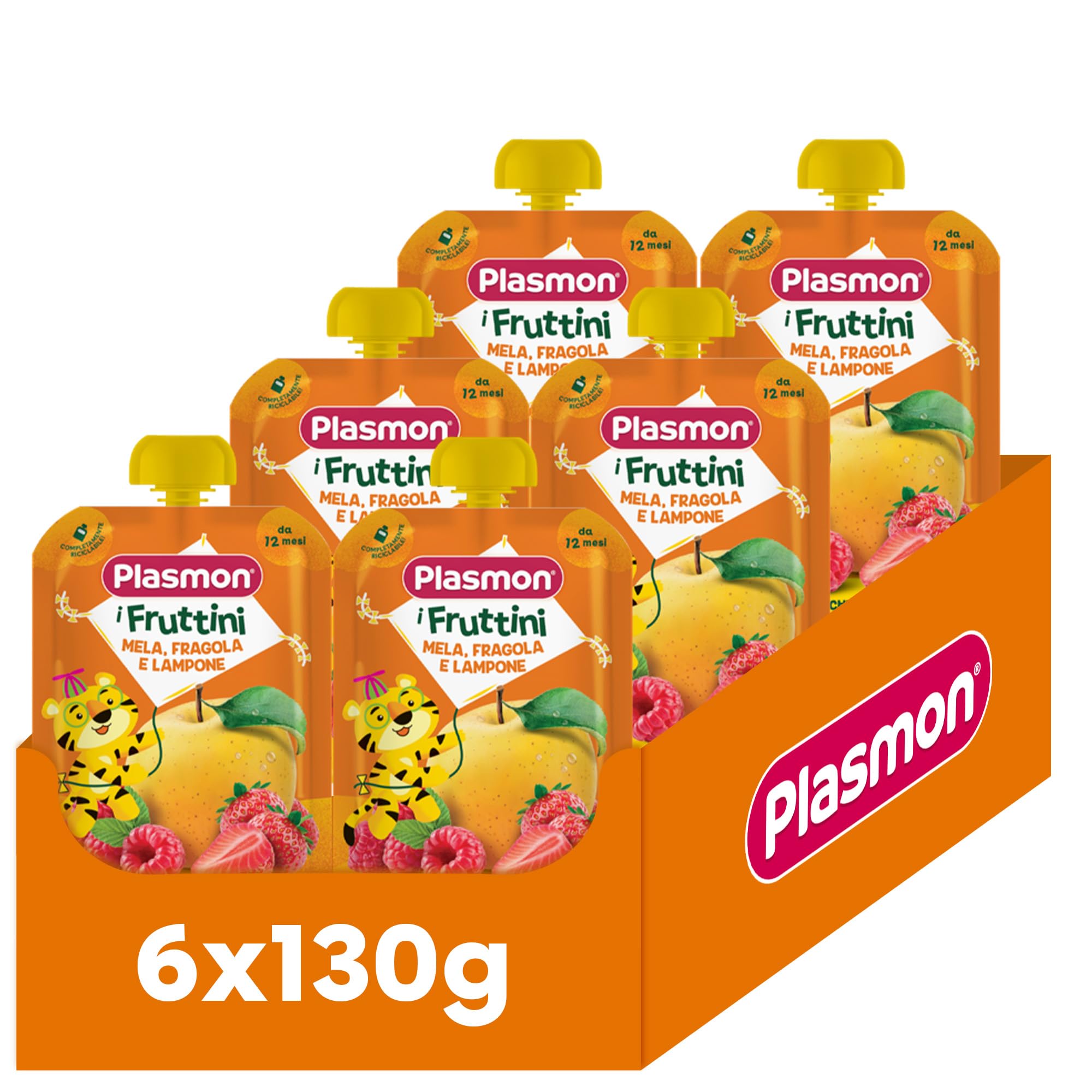 Plasmon I Fruttini - Mela, Fragola e Lampone 6x130g