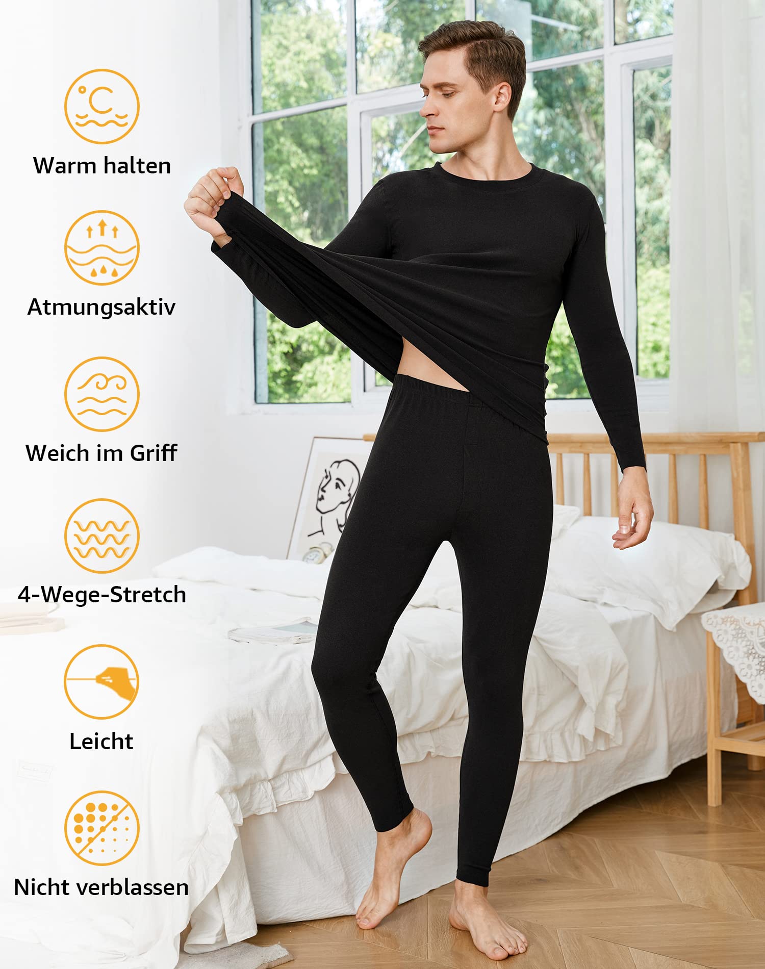 INNERSY sous Vetement Thermique Homme Manches Longues Ensemble Haut et Bas Thermiques Ski Hiver Automne