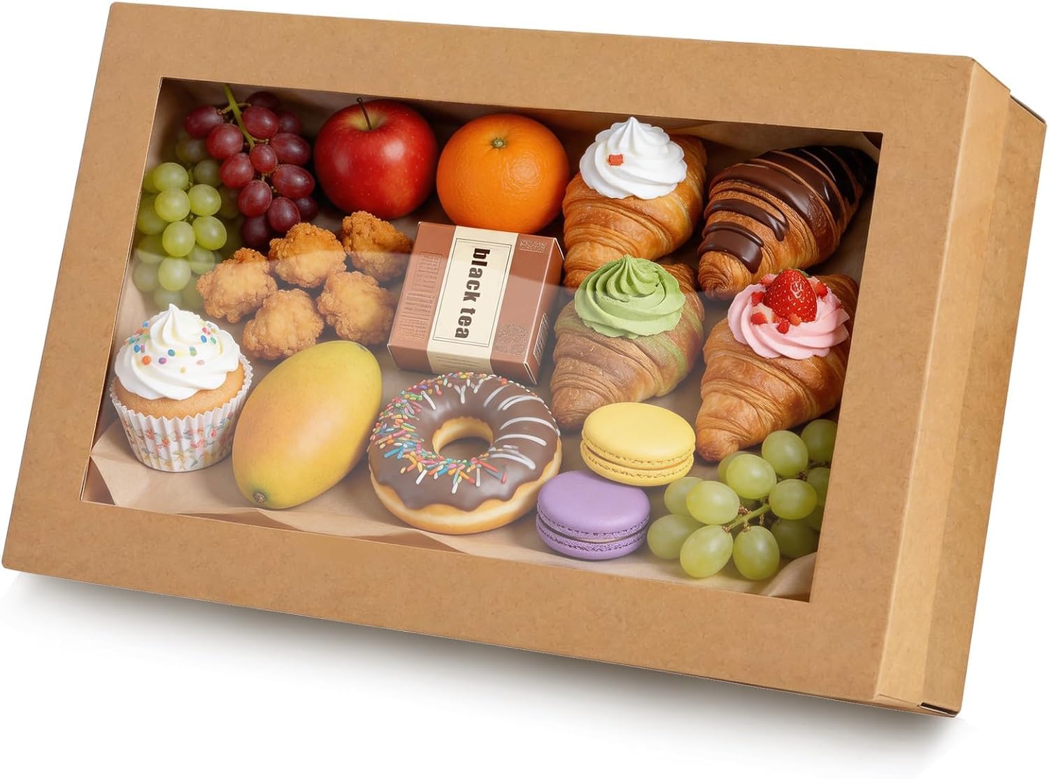 Cookie Boxes with Window 45 × 31 × 8 cm, 10 Pack Corrugated Bakery Boxes