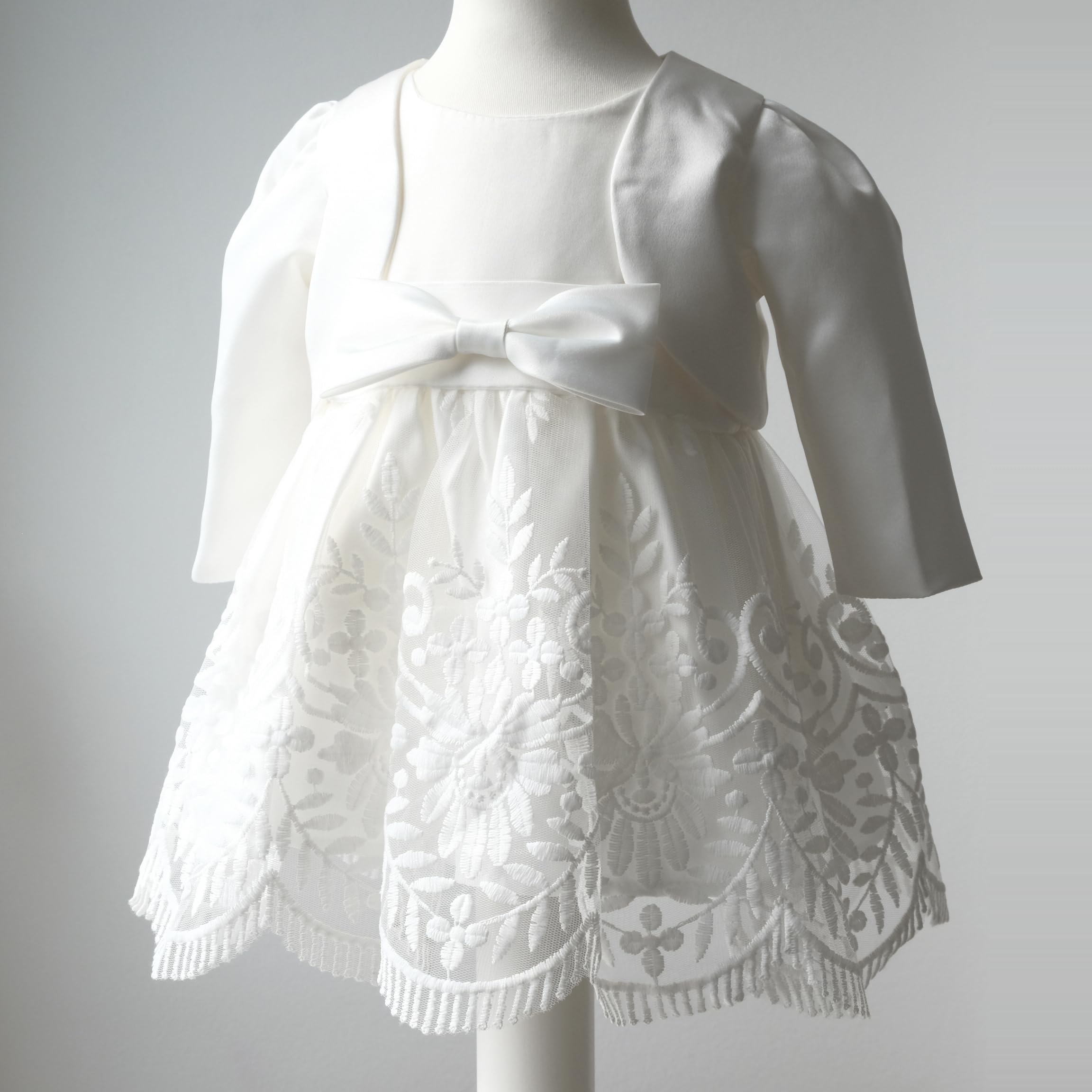 Taufkleid mit Bolero Seiden Satin Baby Mädchen Blumenmädchen Kleid M35