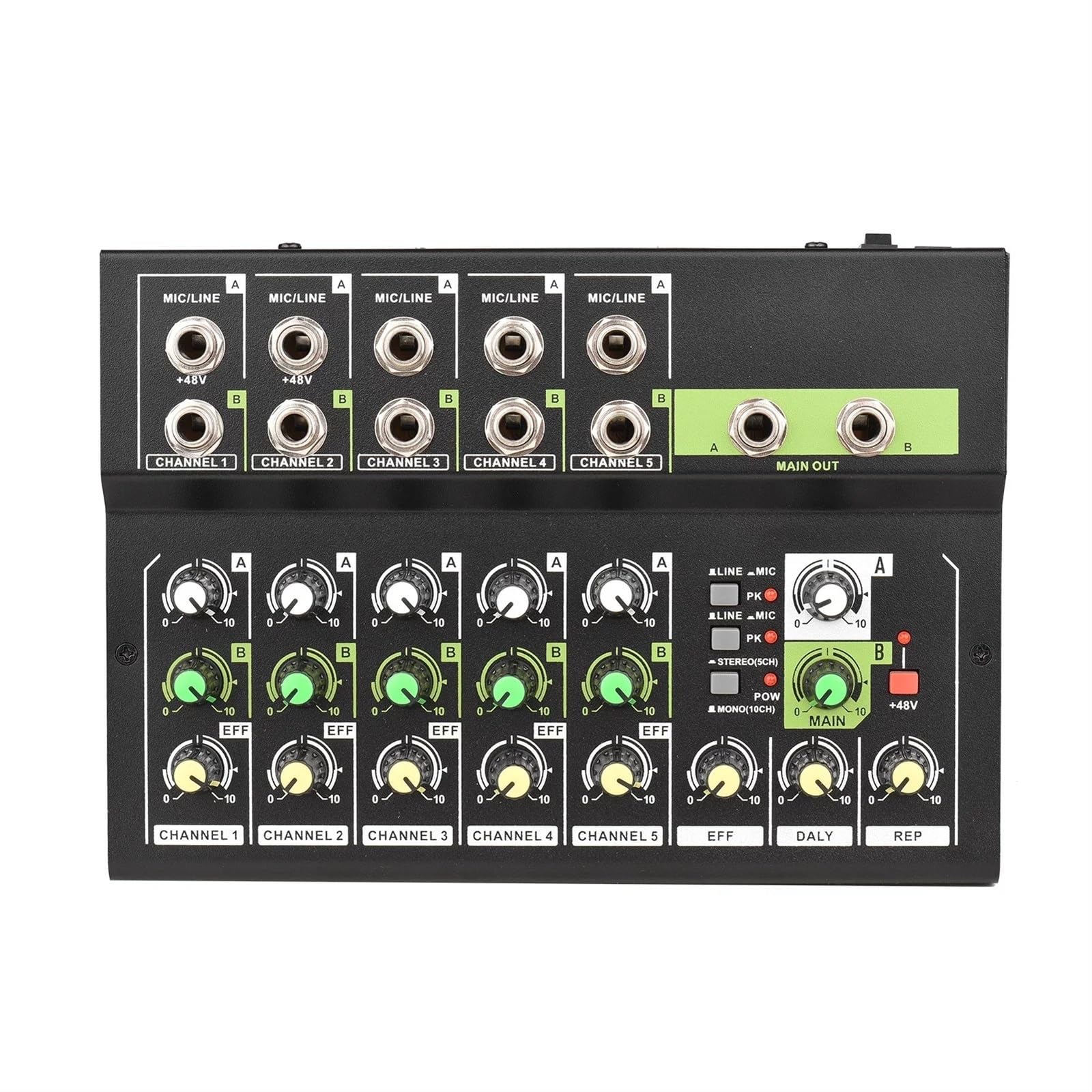 DJ-Controller 10-Kanal-Mischkonsole, digitaler Audio-Mixer, Stereo-Mikrofon/Line-Mixer mit Hall for die Aufnahme von DJ-Netzwerk-Live-Übertragungen