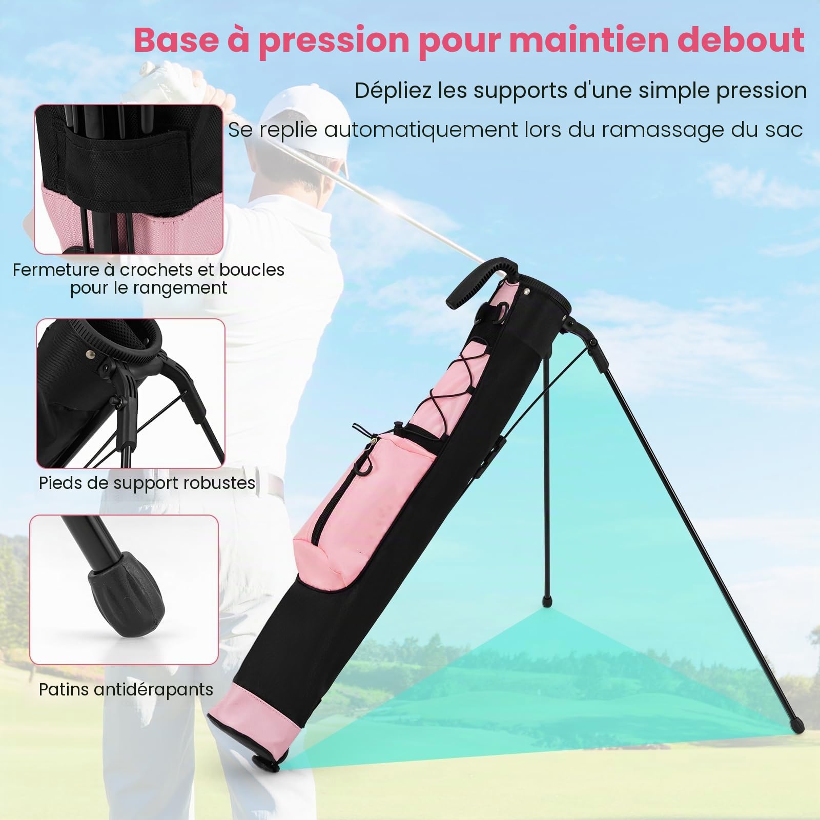 LIFEZEAL Sac de Golf, Sac de Voyage, léger, imperméable, Portable, Sac de Golf avec Support, étui à 2 Compartiments, avec Porte-gobelets, Sac à balles, poignée pour Homme, Femme