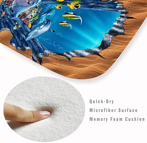 Miniatura 3 de WODEJIA Thickened Rubber Bottom Anti-skid Bath Mat, Durable Flannel Mat Bright 8D Print Rug for Living Room, Absorbent Water Clearance MatS for