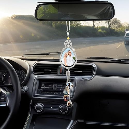 Vista 96 de AIFLM Adornos para colgar en el auto con fotos personalizadas, espejo estético personalizado, accesorios para el interior del automóvil, accesorios