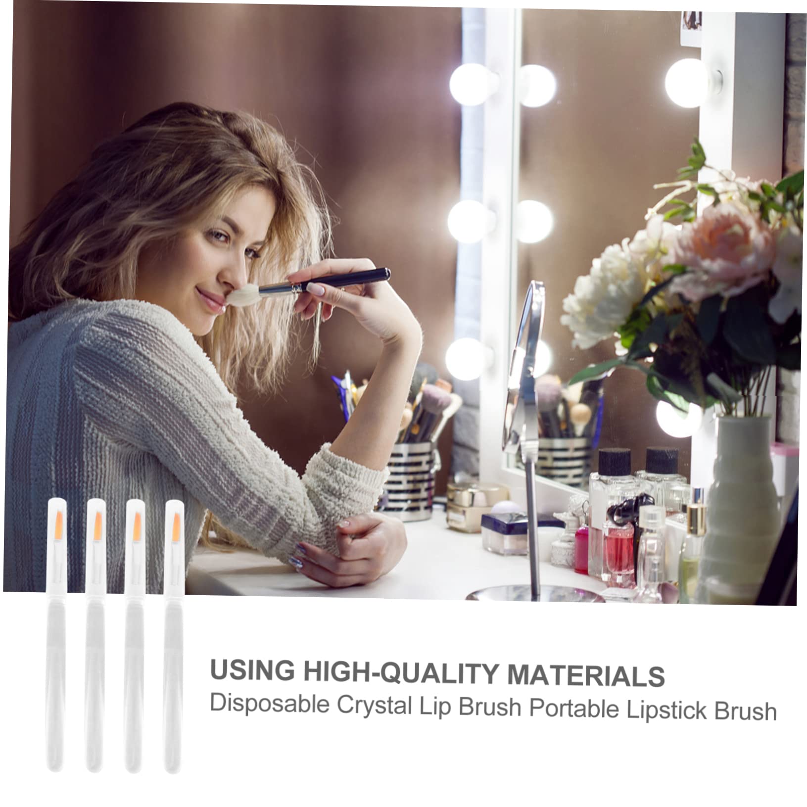 WRITWAA Tiny Lip Brush Set Lid 20pcs Crystal Lip Film Rods Makeup Kit Ideal Present